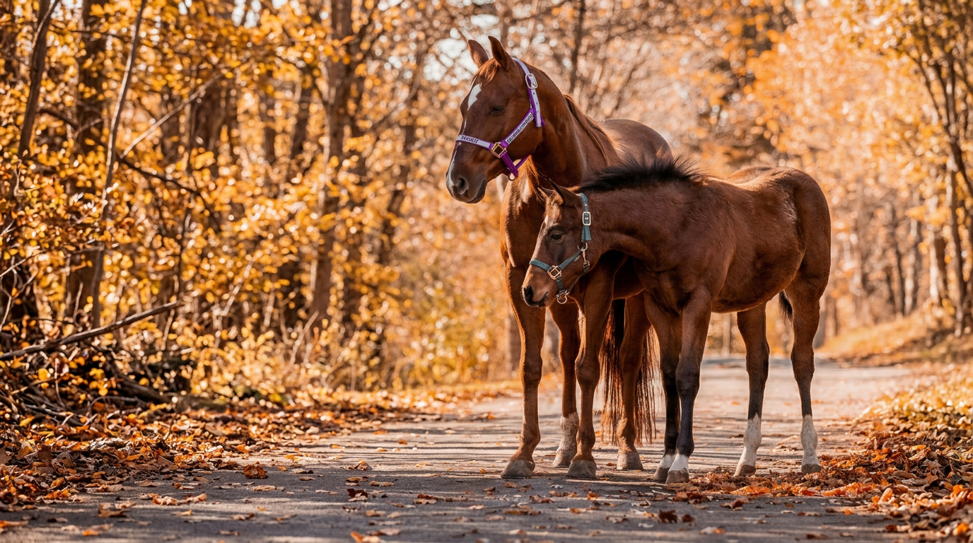 Unsere beiden Pferde auf dem Mühlweg an der Brücker Mühle